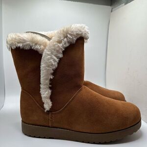 CUSHIONAIRE Women's Heather pull on boot +Memory Foam 8.5 CHESTNUT